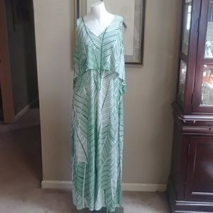 Chico's long knit green and white dress